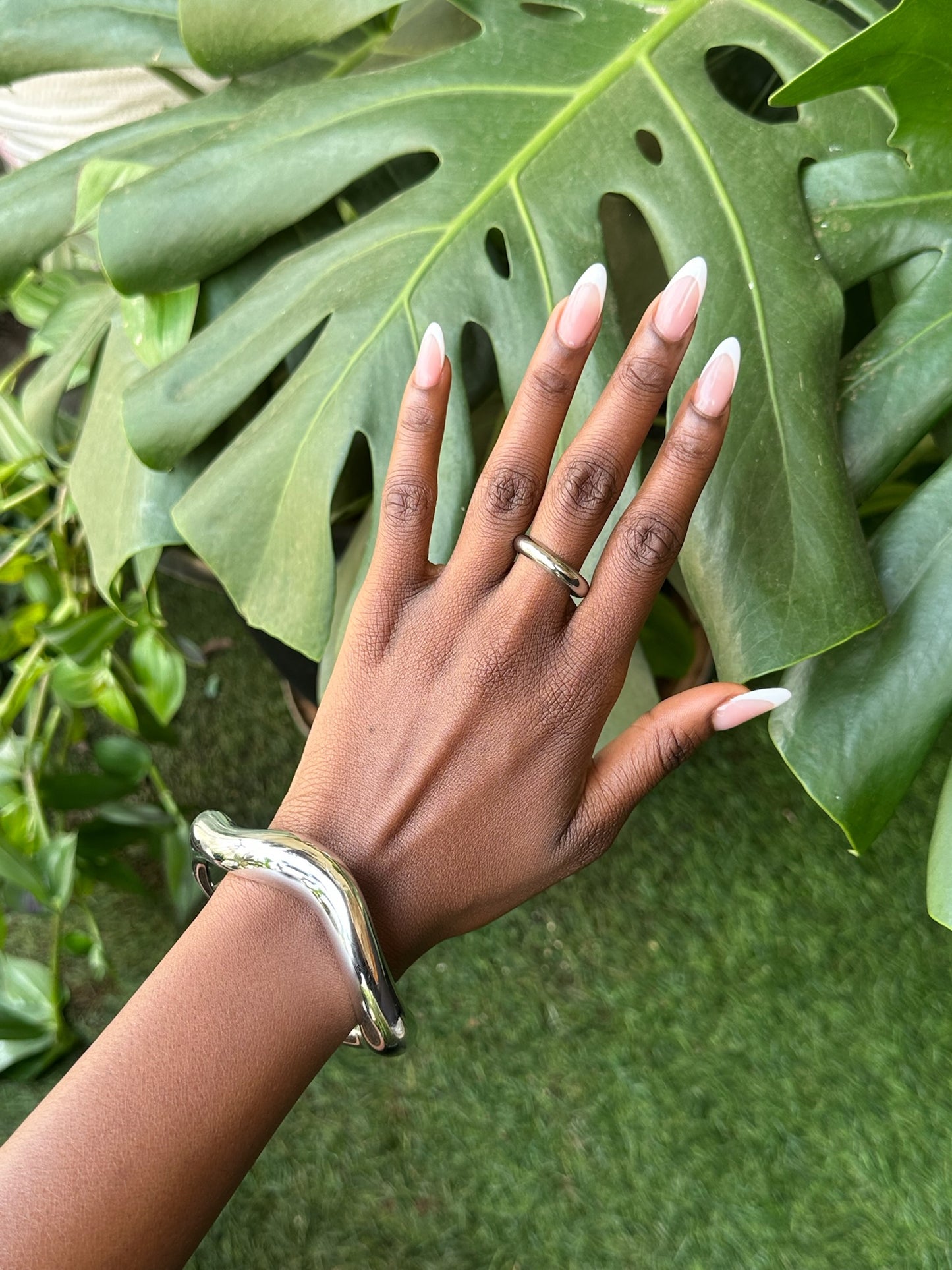 Silver Thicc Abstract Bangle