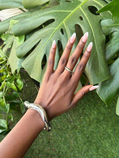 Silver Thicc Abstract Bangle
