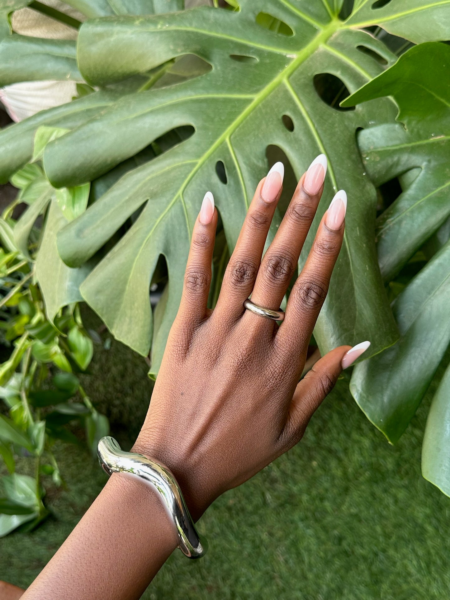 Silver Thicc Abstract Bangle