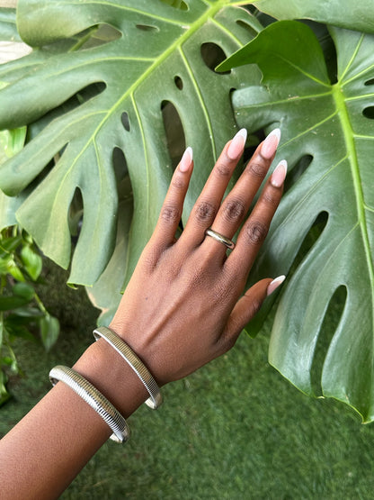 Silver ribbed bangle thicc