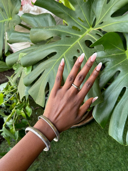 Silver ribbed bangle thicc