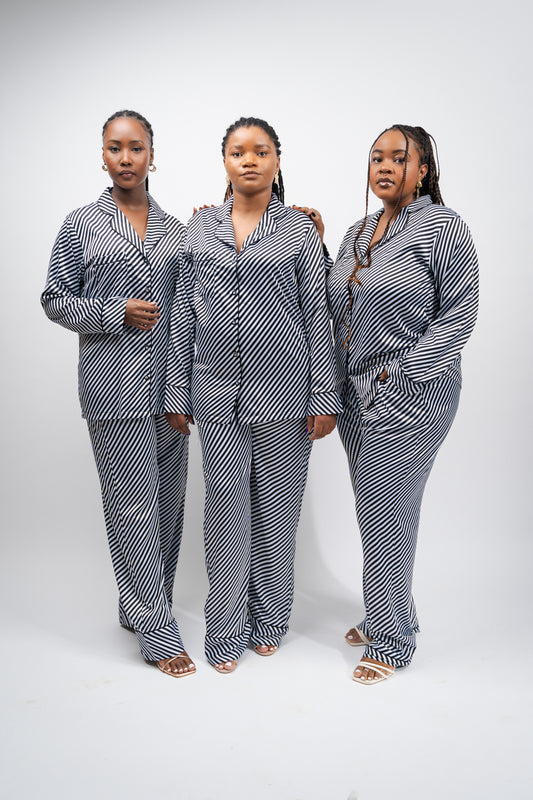 B&W Pinstripe Pant Set