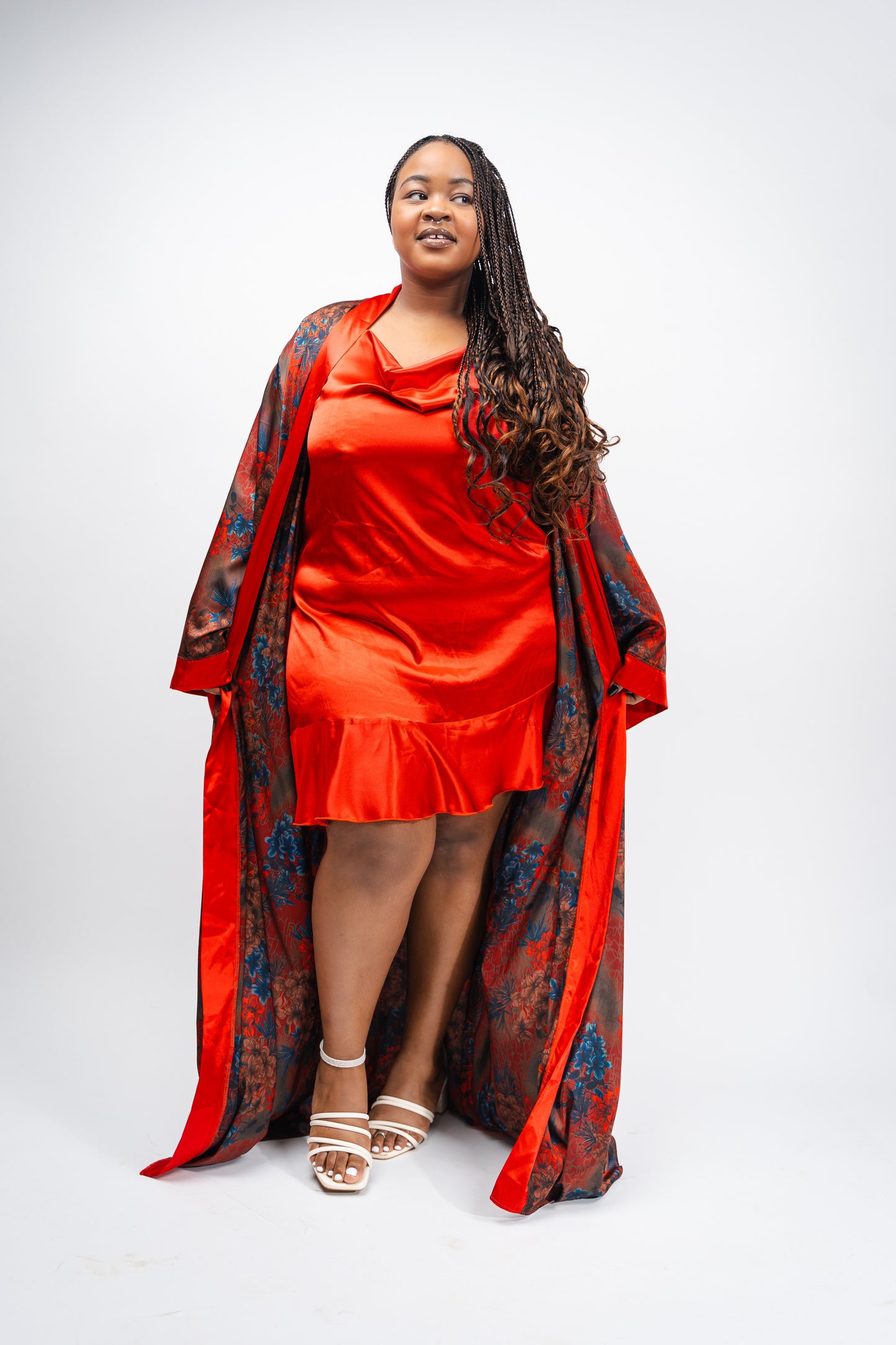 Vintage 2pc Red Slip Dress Set